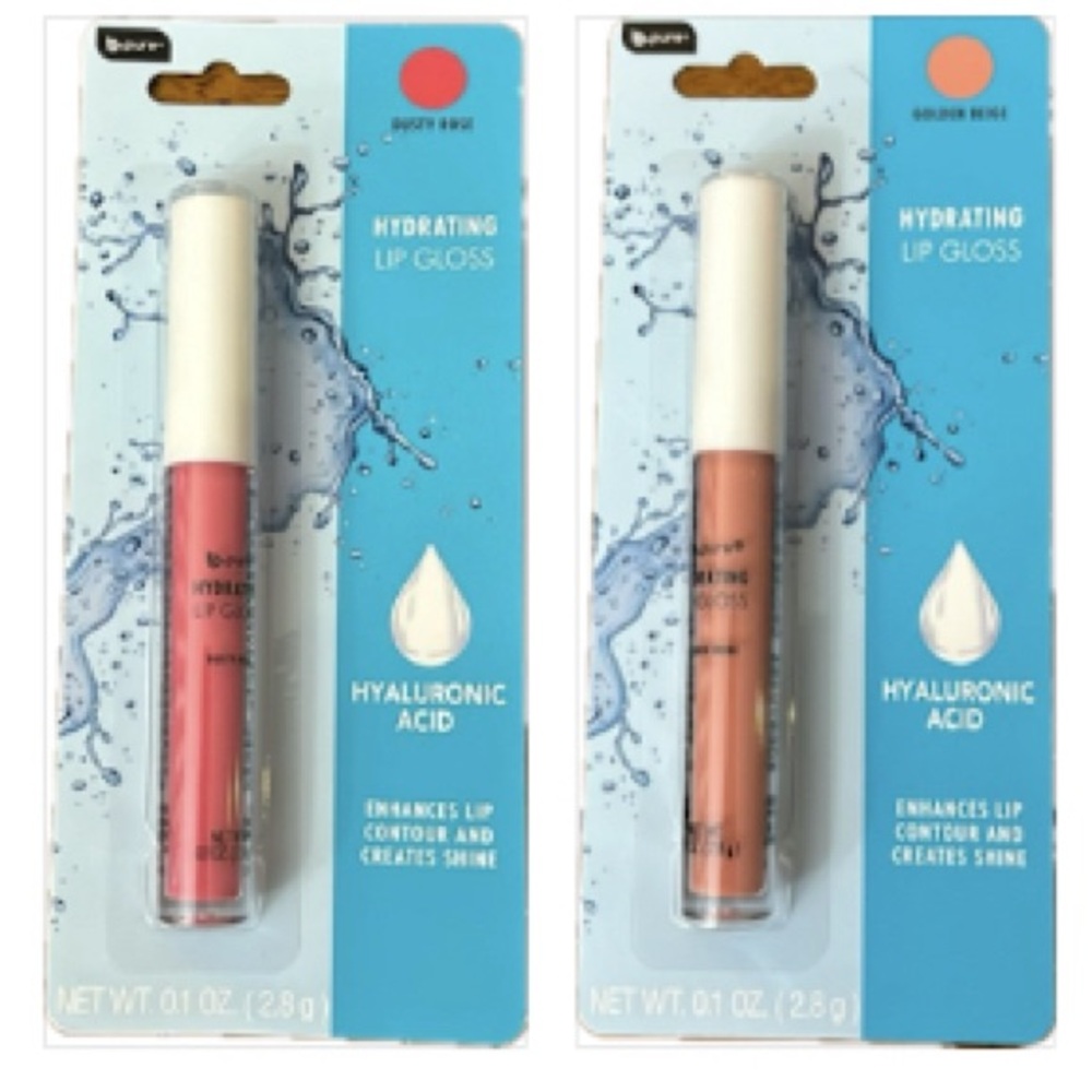 b-pure Hydrating Lip Gloss Colors Dusty Rose & Golden Beige 0.1FLOZ